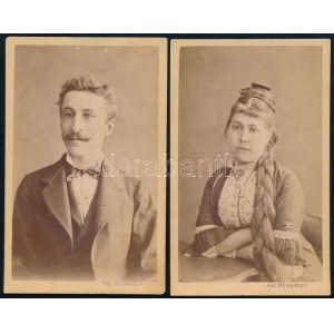 cca 1870-1880 Férfi és női portré, 2 db keményhátú fotó Meinhardt nagyszebeni műterméből, 10,5×6...