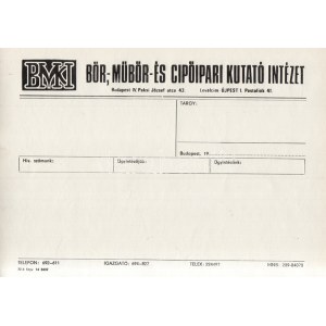 Cca 1960-1970. Bőr, Műbőr- és Cipőipari Kutató Intézet (Budapest (Újpest) IV. Paksi József utca 43....