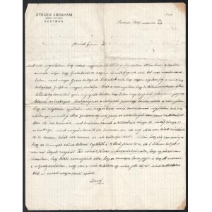 1914 Szatmár, Steuer Ábrahám rabbi, saját kezű levele fiának / Ábrahám Steuer rabbi's letter
