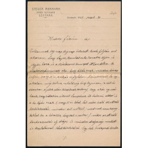 1916 Szatmár, Steuer Ábrahám rabbi, saját kezű levele fiának / Ábrahám Steuer rabbi's letter