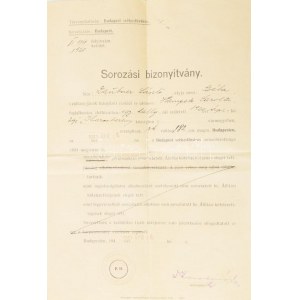 1941 Bp., sorozási bizonyítvány