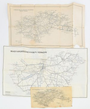 cca 1940-1967 3 db vasúti térkép (közte két kétoldalas): A M. Kir. Államvasutak hálózatának átnézeti térképe...