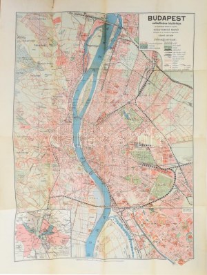 cca 1920 Budapest székesfőváros kézi térképe, 1:25 000, rajzolta: Kogutowicz Manó, szakadással...