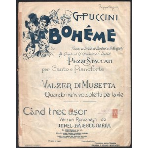 cca 1900-1950 Vegyes kotta tétel, 6 db: G. Puccini: Boheme, Ravel: Deux melodies Hébraiques, Johann Strauss...