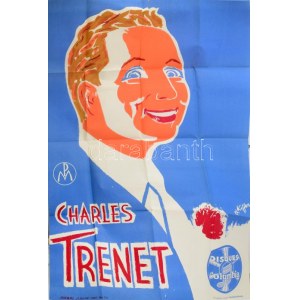 1959 Charles Trenet (1913-2001) francia énekes plakát, tervezte: Ch. Kiffer, hajtott, kis lapszéli szakadással...
