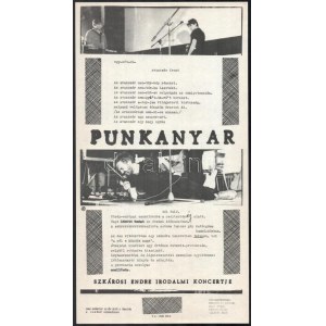 1985 Punkanyar, Szkárosi Endre irodalmi koncertje, közreműködnek: Bernáthy Sándor, Nagy Attila stb.. Szkéné Színház, Bp...