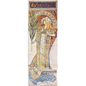 Mucha Gismonda Bernhadt plakát, modern nyomat, hajtott, 96×34 cm