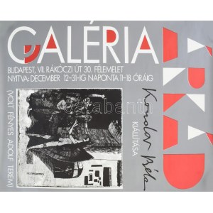 cca 1970, Kondor Béla kiállítási plakát, Árkád Galéria, december 12-31, feltekerve, 80x58 cm