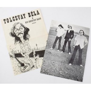 Tolcsvay Béla & His Country Band - 2 db plakát, hajtott, egyik hátoldalán kézzel írt üzenettel, 42×29...