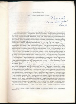 Borzsák István: Poppea megkoronzása. A szerző, Borzsák István (1914-2007) világhírű klasszika-filológus, ókortudós...