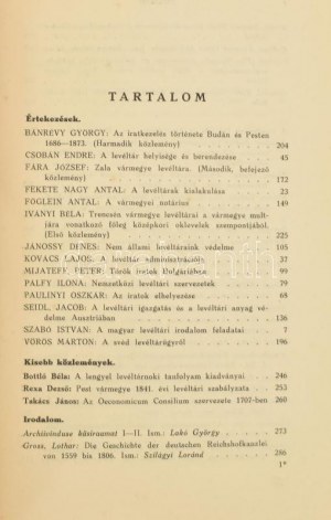 Levéltári Közlemények. A Magyar Országos Levéltár folyóirata.14. évf, 1938 . Szerk. Szabó István, Bp. 1938...