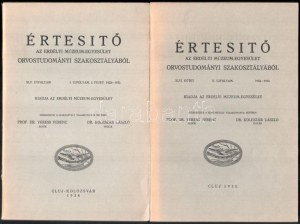 1934-1935 2 db Értesítő az Erdélyi Múzeum-Egyesület Orvostudományi Szakosztályából. XLV., I. újfolyam, I. füzet 1922...