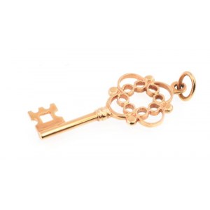Arany (Au) 14K kulcs medál, jelzett, 3,5×1,5 cm, nettó: 1,9 g