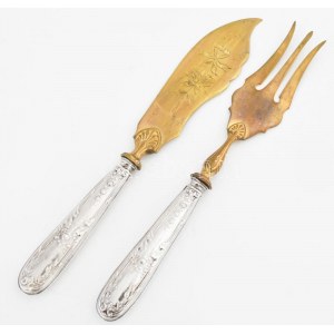 Ezüst(Ag) halas készlet, jelzett, h: 19 cm, bruttó: 91,3 g