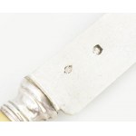Ezüst(Ag) gyümölcskés csont nyéllel, jelzett, h: 20 cm, bruttó: 28,5 g