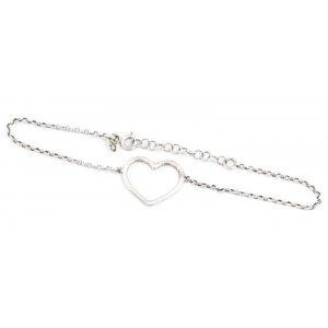 Ezüst (Ag) anker szemes karkötő szív középrésszel, jelzett, h: 18-21 cm, nettó: 2,2 g