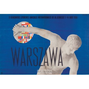  Tadeusz Trepkowski (1914–1954), Plakat II rencontres sportives amicales internationales de la jeunesse 1-4 août Warszawa, 1955