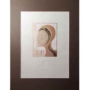 Katarzyna LIPSKA-ZIĘBIŃSKA (nata nel 1974), Donna del XX secolo - in omaggio a Olga Tokarczuk - exlibris di K.Lipska, 2020