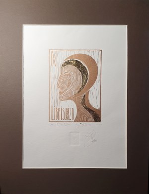 Katarzyna LIPSKA-ZIĘBIŃSKA (ur. 1974), Kobieta XX wieku - w hołdzie Oldze tokarczuk - ekslibris K.Lipskiej, 2020