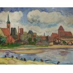 Tymon NIESIOŁOWSKI (1882-1965), Widok Torunia, 1945 (obraz dwustronny)