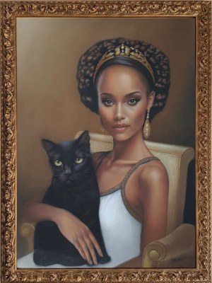 Katarzyna Rekiel, Portret kobiety z kotem, 2024