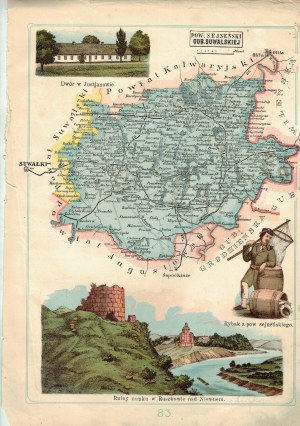 Bazewicz, MAPA Powiat SEJNEŃSKI, Sejny Atlas of the Kingdom of Poland 1907
