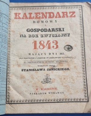 Janicki HOME AND HOUSEHOLD CALENDAR FOR 1843