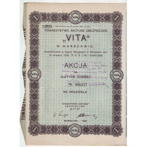 VITA, Tow. Ubezpieczeń, akcja II emisji na 100 zł, 1928 r.