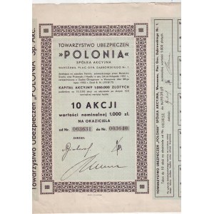 POLONIA Tow. Ubezpieczeń, 10 akcji zbiorowych na 1000 zł