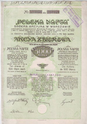 POLAND NAFTA, collective share for 10 registered shares of 500 marks each or 5000 marks, 3rd issue