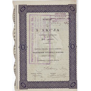 Szlenkier, Wydżga i Weyer, Fabryka Firanek, akcja na 200 zł Warszawa 1927 r.
