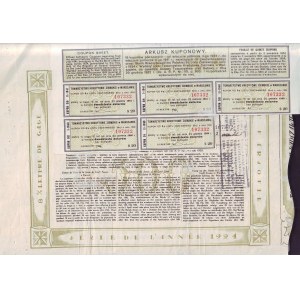 Tow. Kredytowe Ziemskie w Warszawie, List Zastawny serii 1924r. na 500 dolarów, 19(27) r. Warszawa