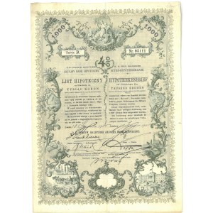 Akcyjny Bank Hipoteczny, 4 % List Hipoteczny na 1000 koron, Lwów (1905) r.