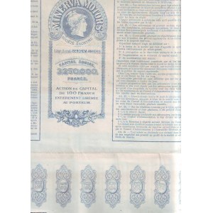 Minerva Motors, akcja na 100 franków, po 1910 r. Antwerpia. fabryka samochodów