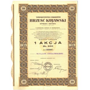 Cukrownia Brześć Kujawski, akcja imienna na 300 zł z 1937 r.