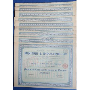 Zestaw do tapetowania: 10 akcji Miniere et Industrielle 1905