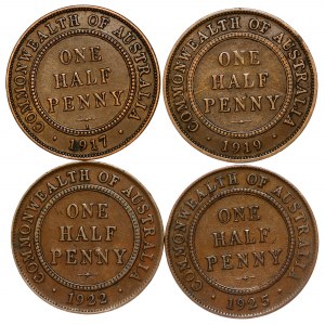 Australia - George V (1910-1936) One Half Penny Lot - 4 pcs