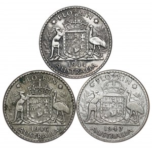 Australia - George VI (1936-1952) Florin Lot - 3 pcs