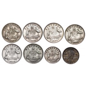 Australia - George V and VI - 3 and 6 Pence Lot - 8 pcs