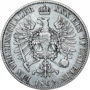German States - Brandenburg-Preußen Wilhelm I. 1861 - 1886 1 Vereinsthaler, 1862 A