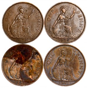 Great Brittain - Georg VI. Penny LOT - 4 pcs