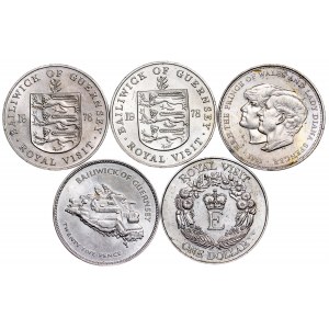 Great Brittain - Crown Size Coin LOT - 5 pcs
