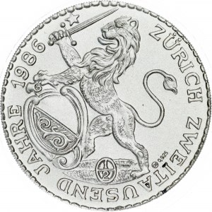 Switzerland - Zürich -1986 Silver, on the 2000th anniversary of the city. Halbtaler 1743