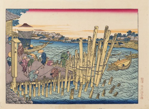 Katsushika Hokusai (1760-1849), wyd. Takamizawa, Fuji w wieczornym słońcu w Shimadagahana, Tokio, lata 70. XX w.