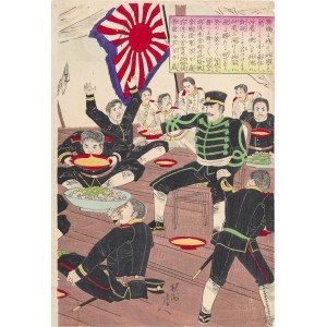 Toyohara Chikanobu (1838-1912), Celebrating a great victory for soldiers, Japan, 1894.