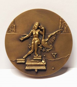 Salvador Dali (1904 - 1989), Medal, Portrait of Salvador Dalí | Leda Atomica and Swan.