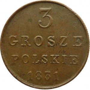 Mikołaj I, 3 grosze 1831 K.G., Warszawa, ładne