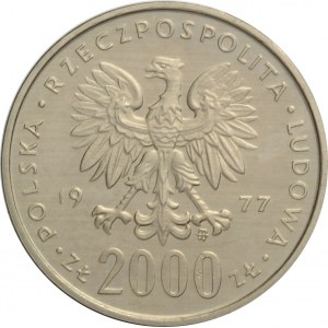 Polska, PRL, 2000 złotych 1977, F. Chopin, próba niklowa, UNC