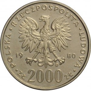 Polska, PRL, 2000 złotych 1980, Bolesław I Chrobry, próba niklowa, UNC