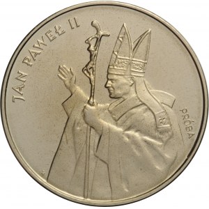 Polska, PRL, 5000 złotych 1987, Jan Paweł II - pastorał, próba niklowa, UNC, WYŚMIENITE!